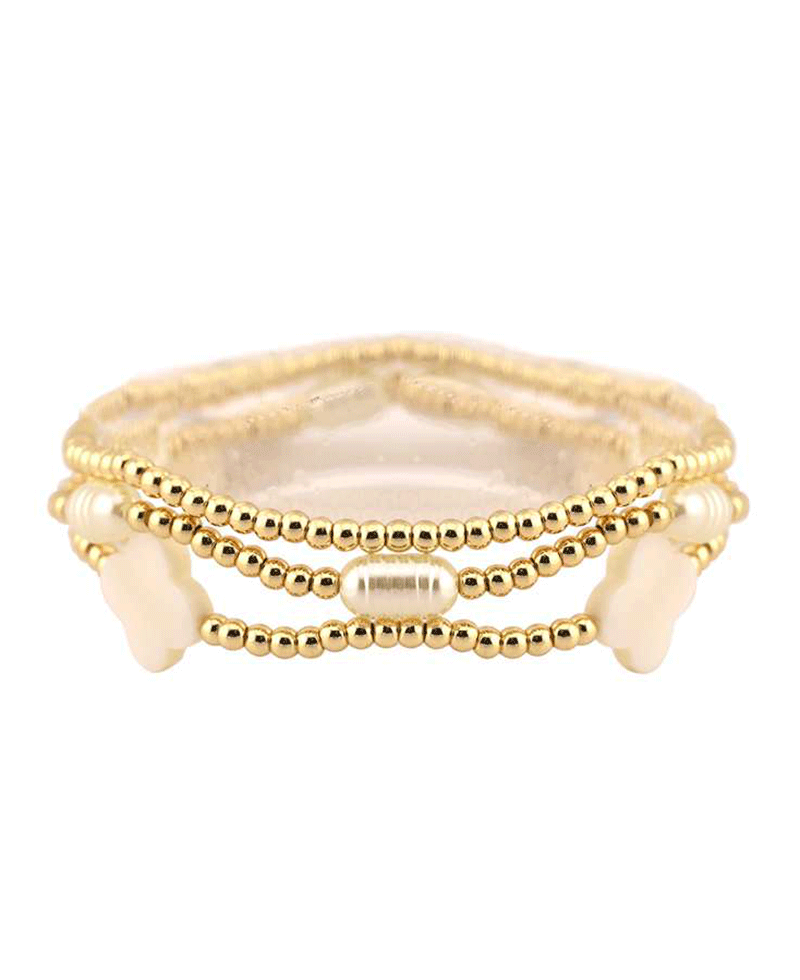 Pearl & CCB Clover Elastic Bracelet