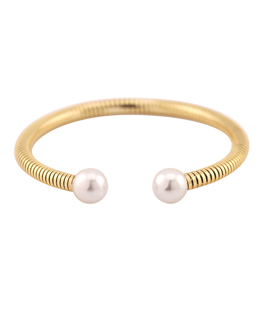 Metal Pearl Coil Bracelet