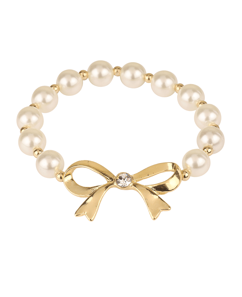 Pearl w/ Metal Bow Bracelet