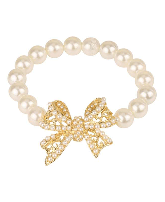 Pearl w/ Bow Elastic Bracelet