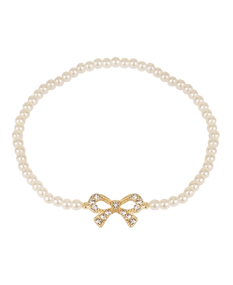 Pearl Pave Bow Elastic Bracelet