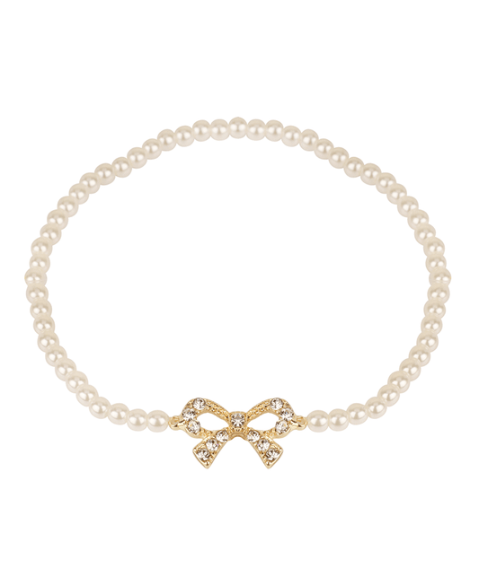 Pearl Pave Bow Elastic Bracelet