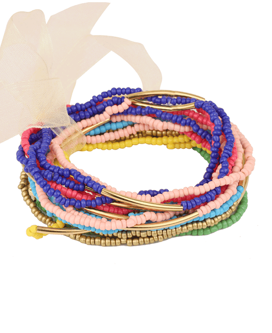 Seed Bead & Bar Elastic Bracelet