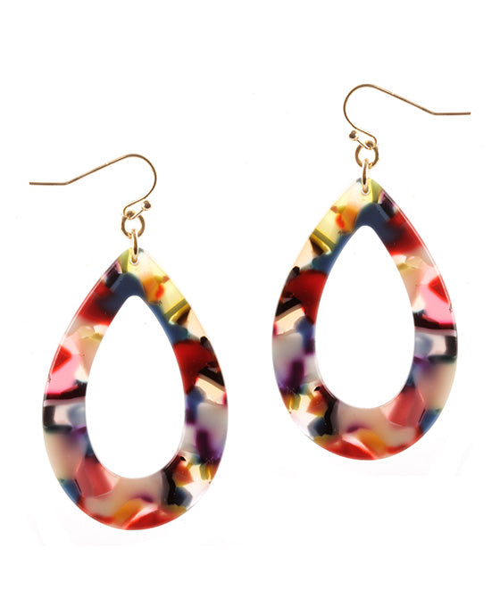 Acetate Geometric Open Cut Oval Earring