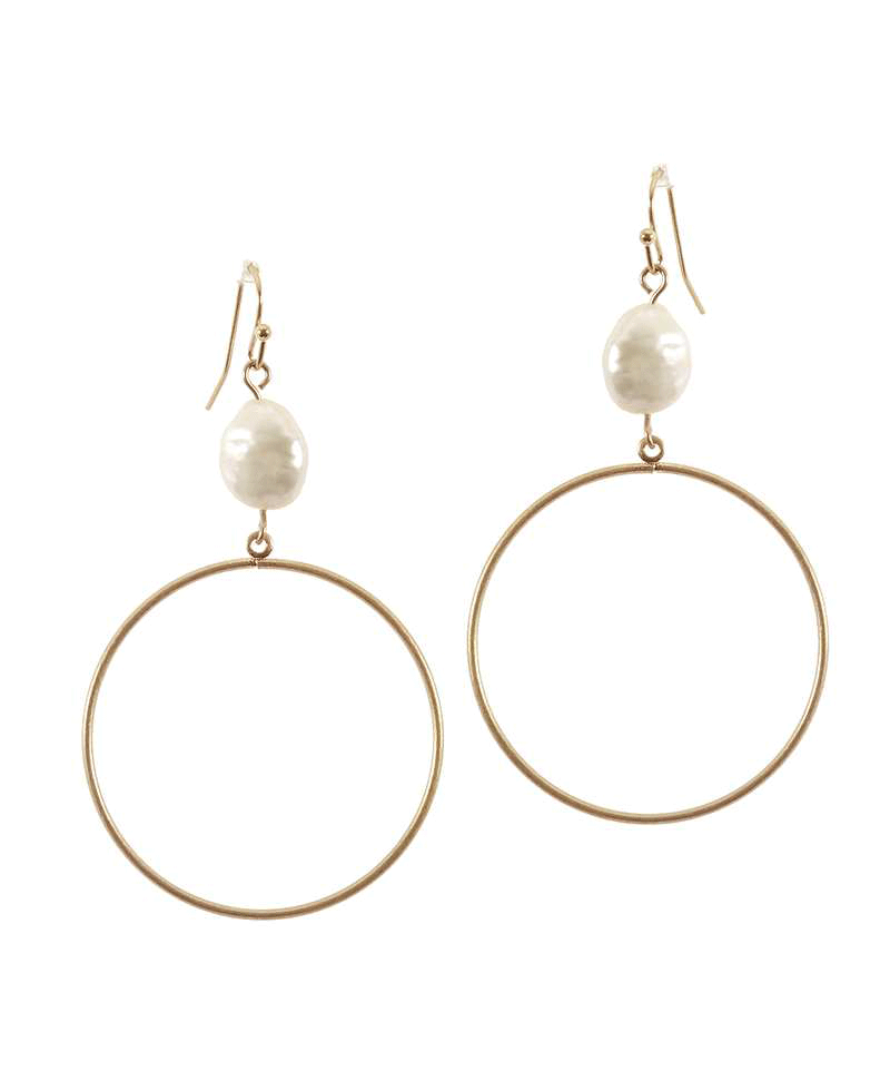 Fresh Water Pearl Accent Round Earring