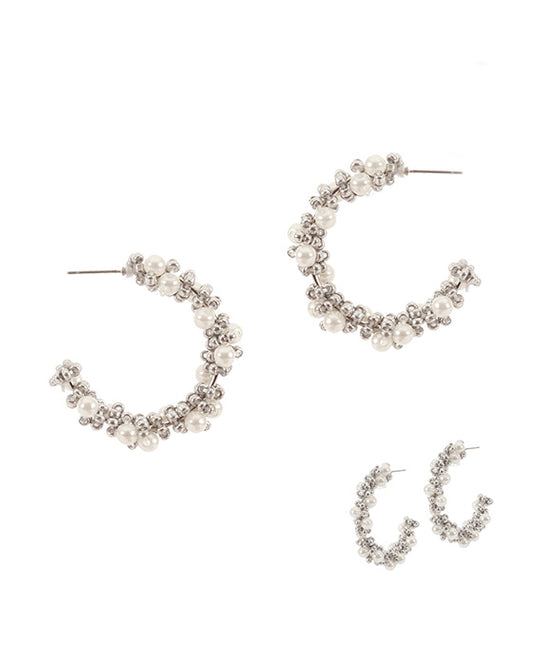 22mm Plastic Pearl Metal Hoop Earring