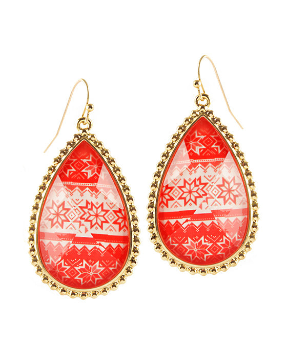 Epoxy Semiprecious Christmas Teardrop Earring