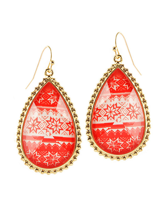 Epoxy Semiprecious Christmas Teardrop Earring