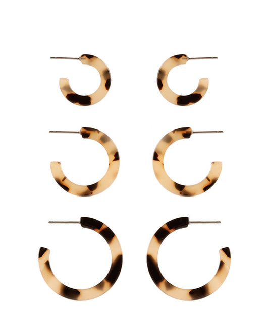 Acetate 3 Pairs Hoop Earring