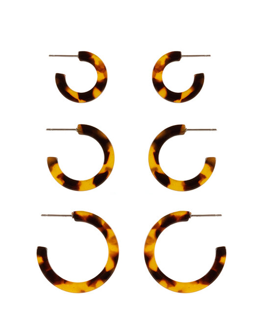 Acetate 3 Pairs Hoop Earring