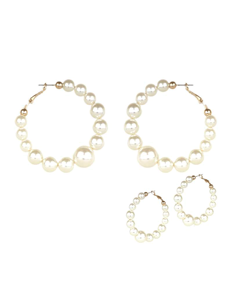 50mm Plastic Pearl Hoop Earring