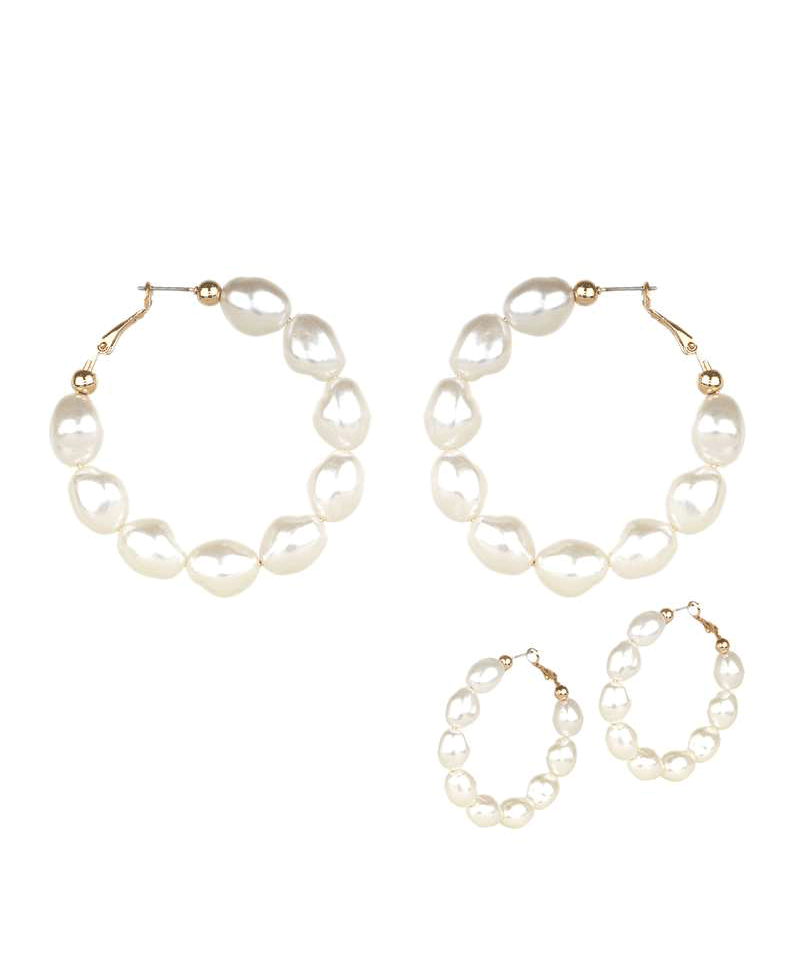 50mm Plastic Pearl Hoop Earring