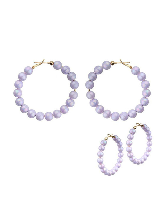 50mm Bead AB Coating Hoop Earring