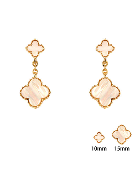 Shell Link Post Clover Earring