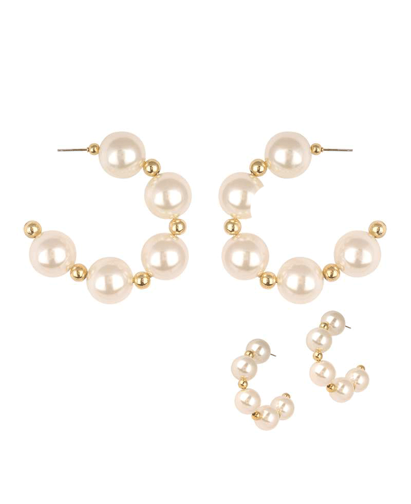 40mm Pearl & CCB Hoop Earring