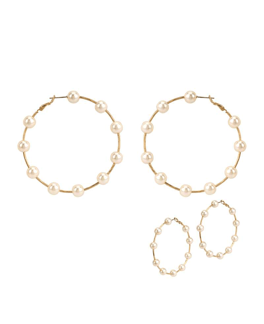 Pearl 60mm Hoop Earring