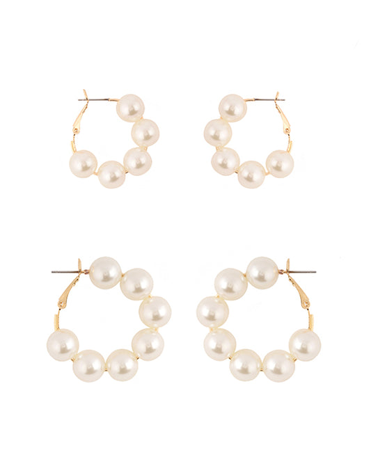 Pearl 2 Pair Hoop Earring