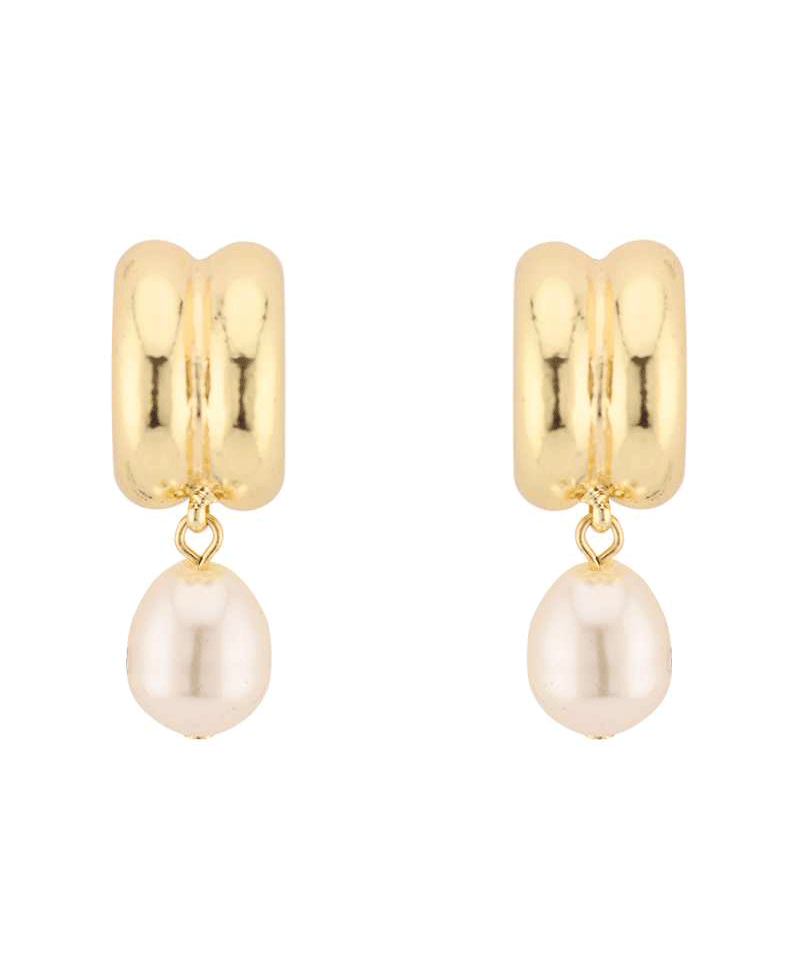 Metal & Fresh Water Pearl Hoop Earring