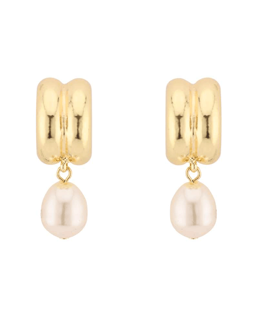 Metal & Fresh Water Pearl Hoop Earring