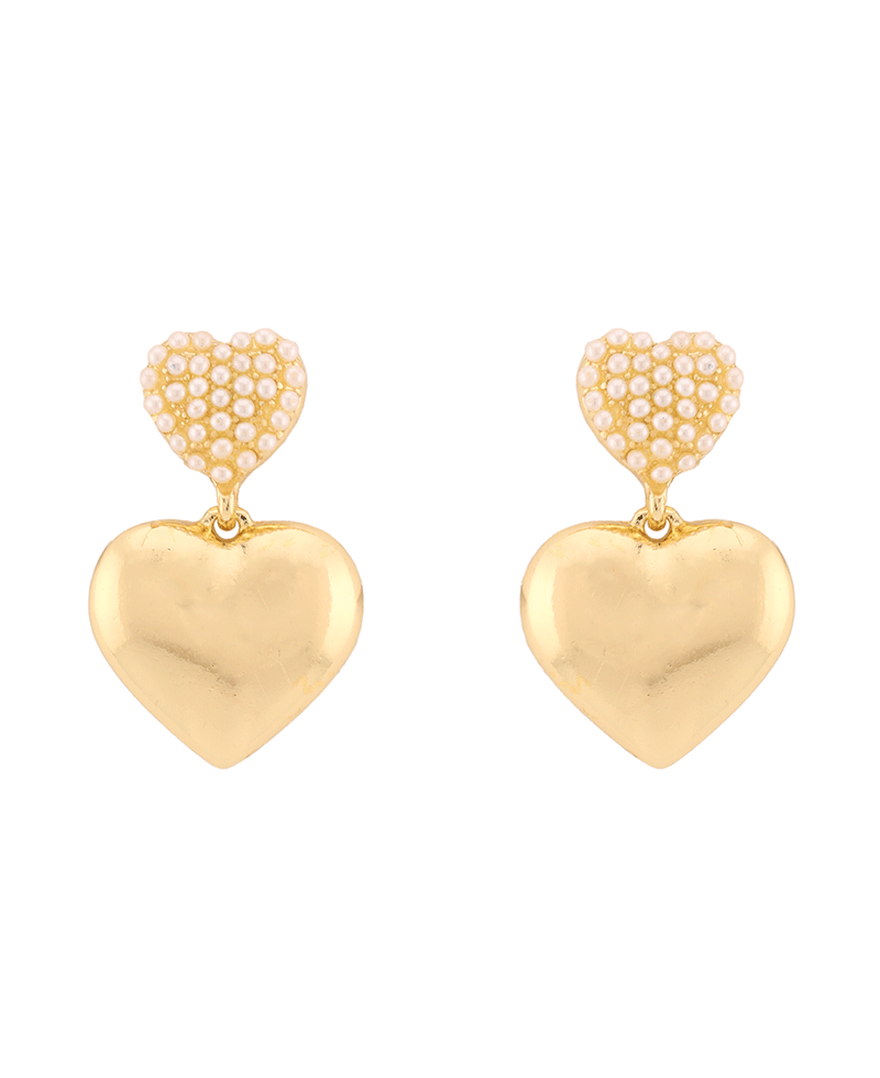 Metal w/ Pearl Heart Caviar Post Earring