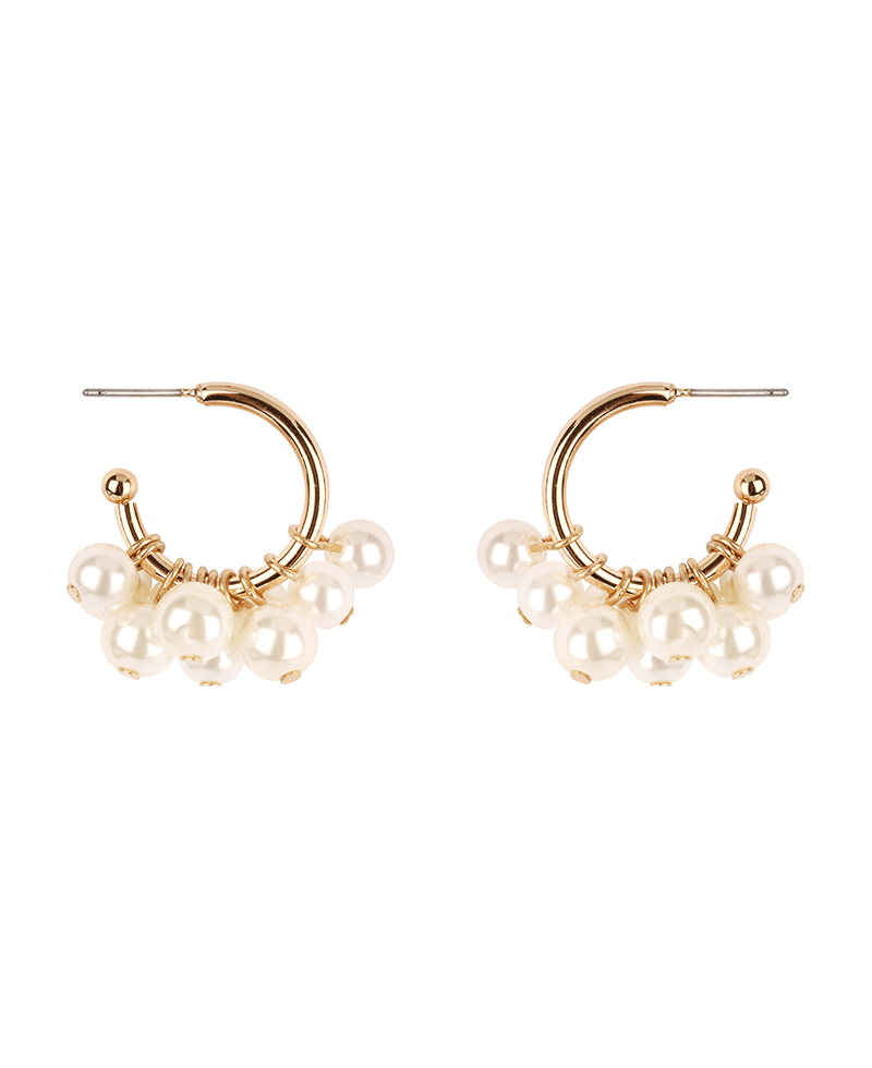 Pearl Caviar 25mm Hoop Earring