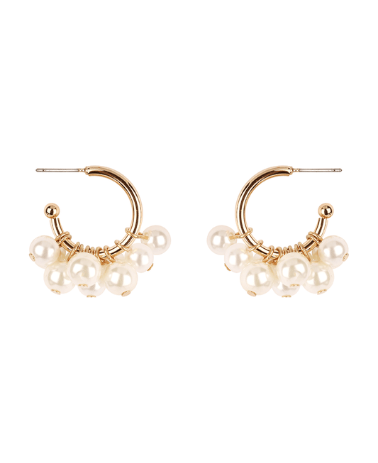 Pearl Caviar 25mm Hoop Earring