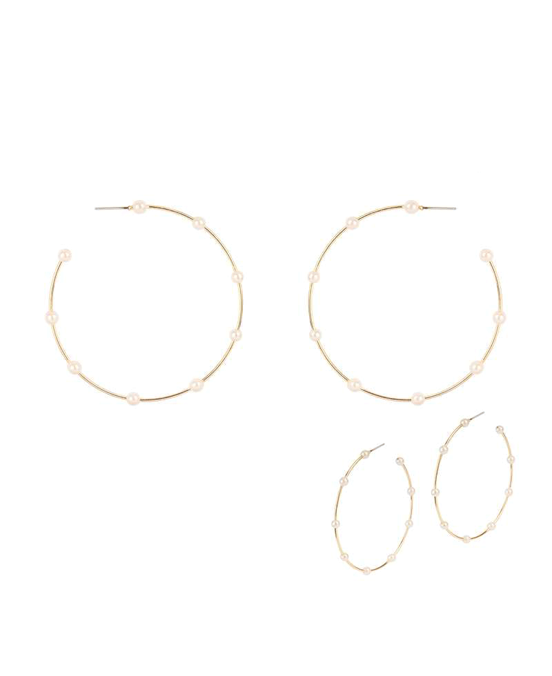 60mm Pearl Hoop Earring