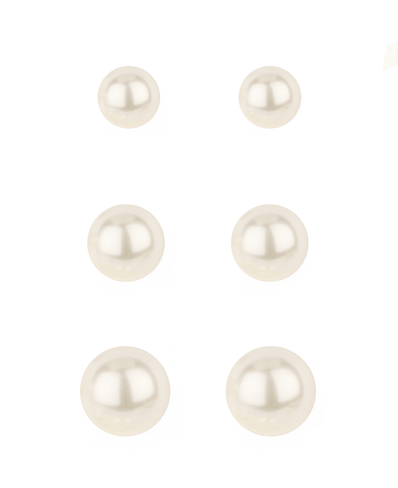 Pearl 3 Pair Earring - 12/16/20mm