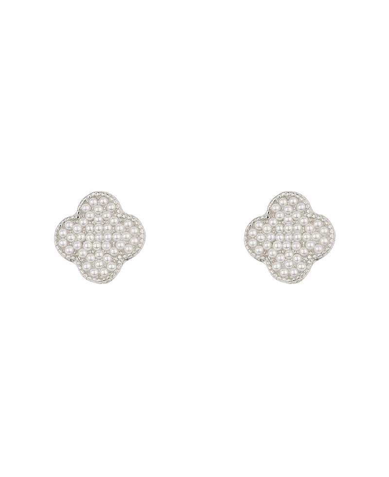 Pearl Caviar Clover Post Earring - 15mm