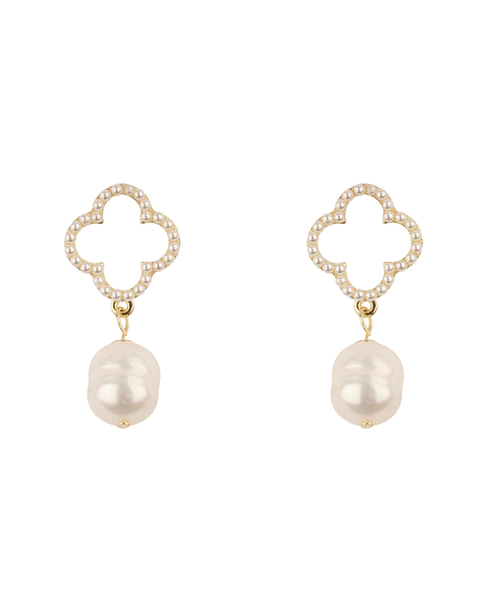 Pearl Caviar Clover Post Earring