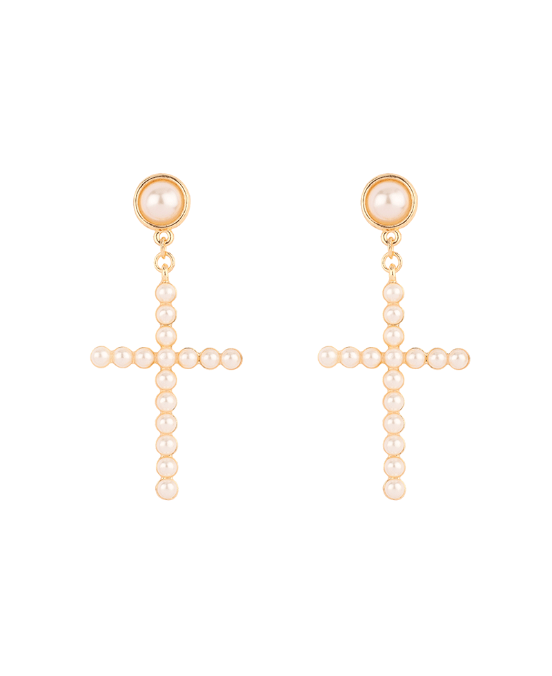 Pearl Cross Post Earring