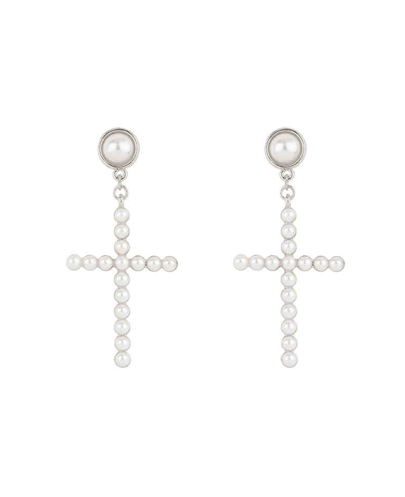 Pearl Cross Post Earring