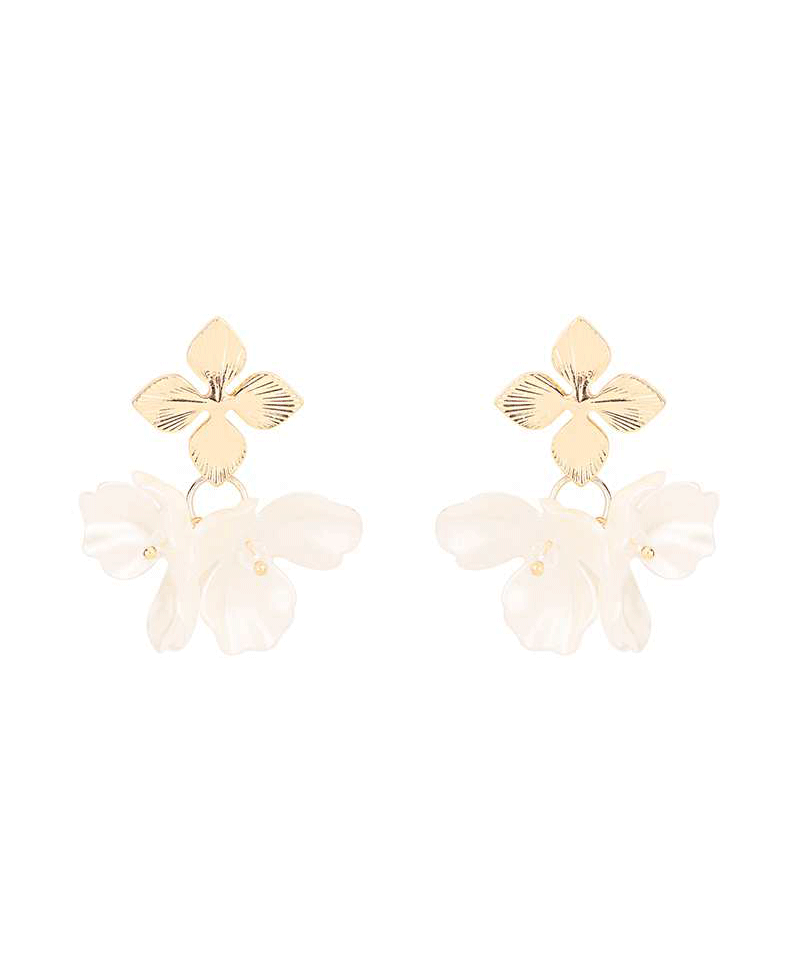 Metal & Pearl Flower Post Earring