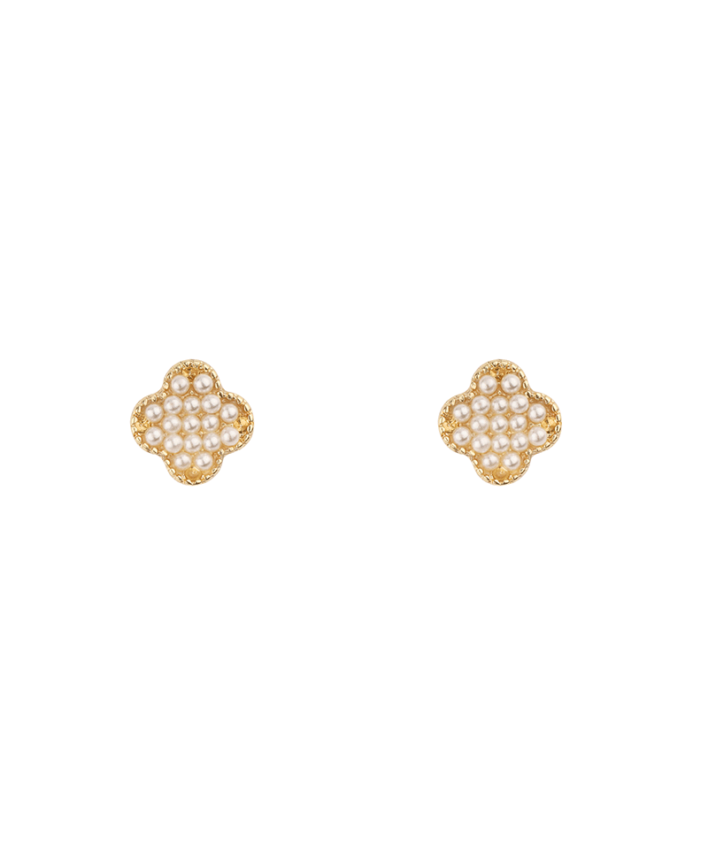 Pearl Caviar Clover Post Earring