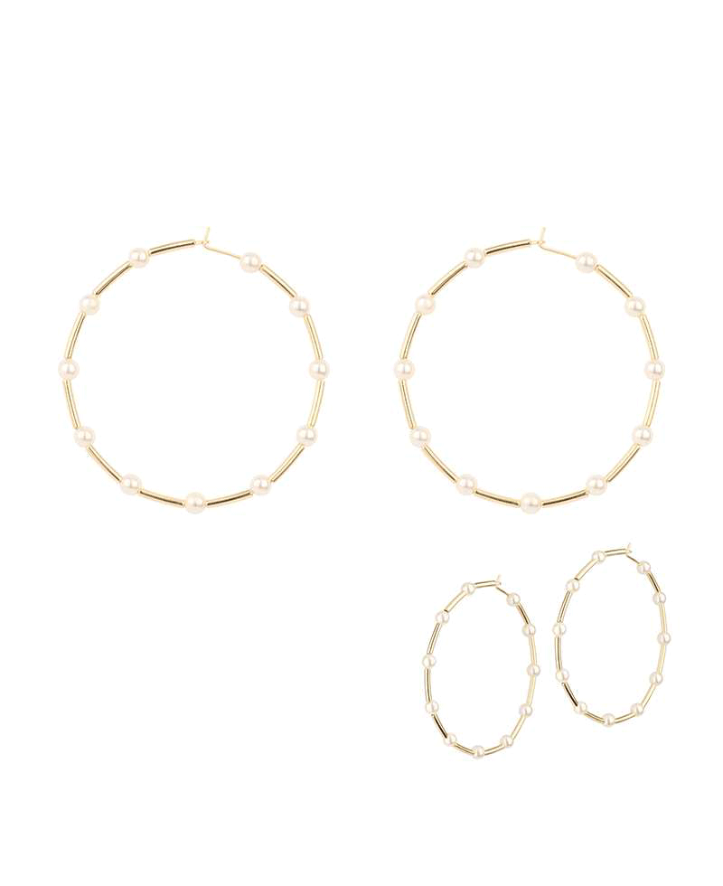 Circle w/ Pearl 50mm Hoop Earring