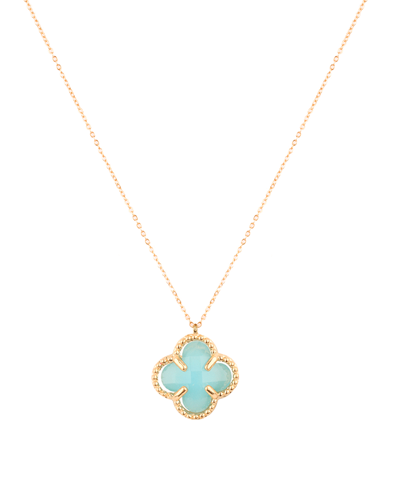 Glass Bead Clover Necklace - 18"