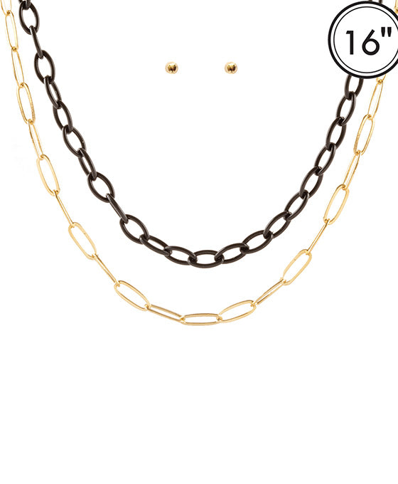 Layered Link Necklace Set