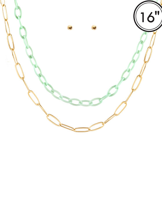 Layered Link Necklace Set