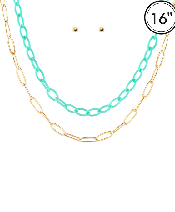 Layered Link Necklace Set