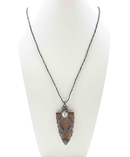 Wood Pendant Bead Necklace