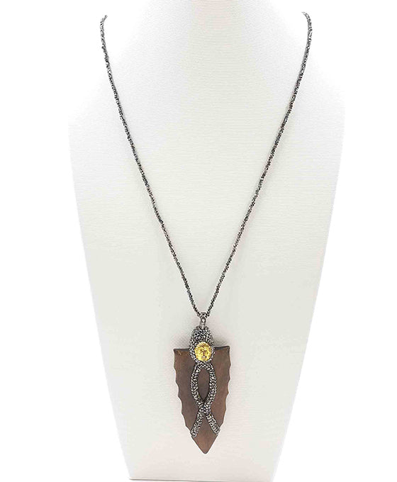 Wood Pendant Bead Necklace