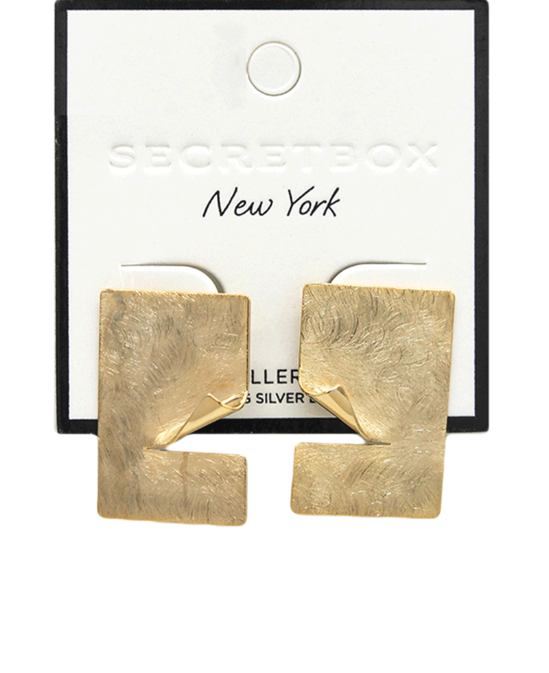 Gold Dipped Scratched Rectangle Earring