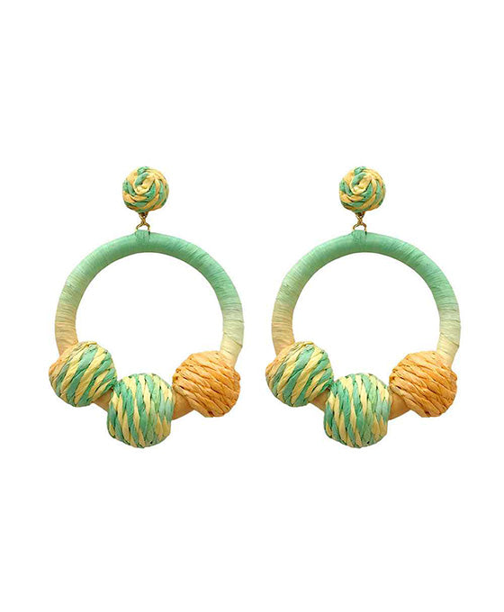 Raffia Wrapped Circle Earring