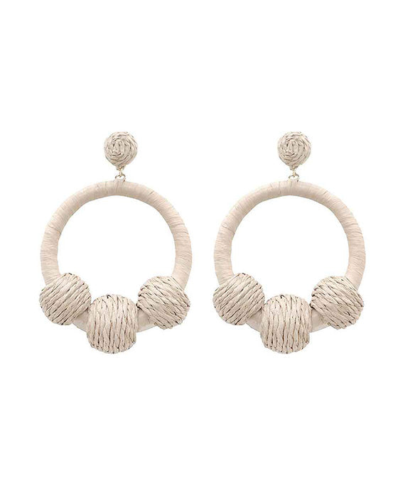 Raffia Wrapped Circle Earring