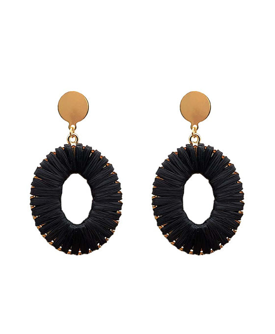 Raffia Wrapped Oval Earring