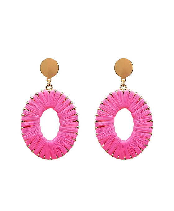 Raffia Wrapped Oval Earring