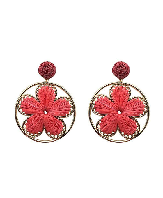 Raffia Wrapped Flower Earring