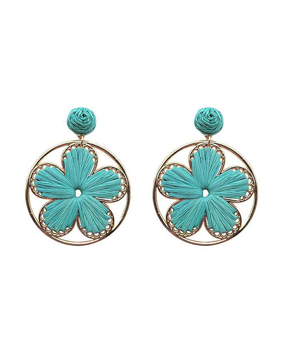 Raffia Wrapped Flower Earring