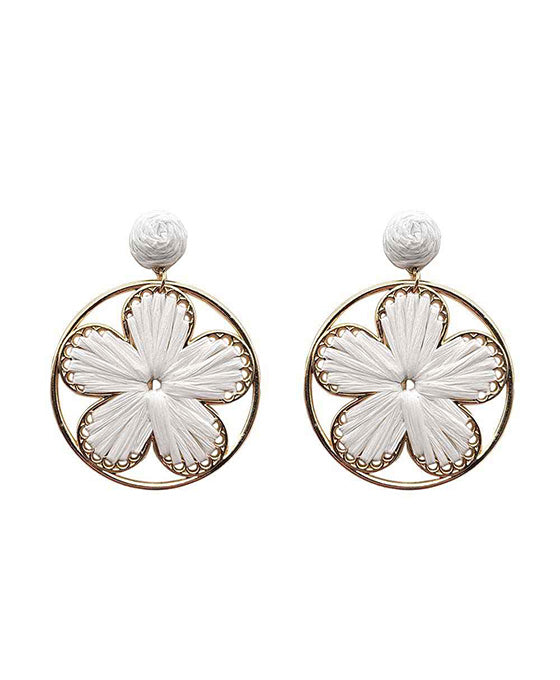 Raffia Wrapped Flower Earring