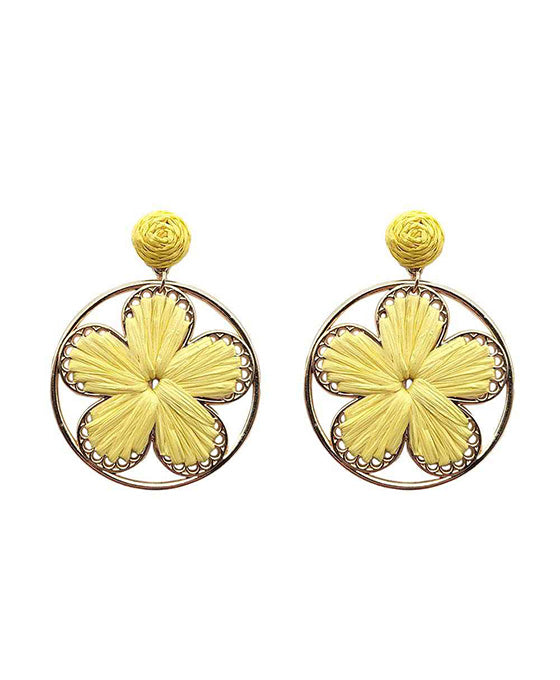 Raffia Wrapped Flower Earring